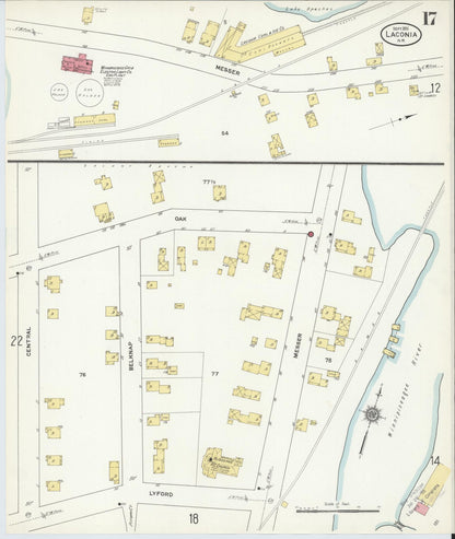 Sanborn Fire Insurance Map from Laconia, Belknap County, New Hampshire (1911), Sheet #0017 - Complete Map Set gallery image, historic Sanborn map, vintage wall art, New Hampshire New Hampshire