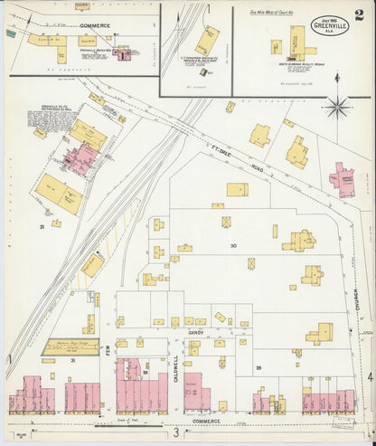 Sanborn Fire Insurance Map from Greenville, Butler County, Alabama (1903), Sheet #0002 - Complete Map Set gallery image, historic Sanborn map, vintage wall art, Alabama Alabama