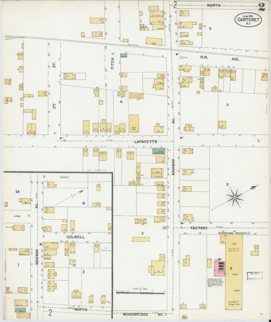Sanborn Fire Insurance Map from Carteret, Middlesex County, New Jersey (1901), Sheet #0002 - Historic Sanborn Fire Insurance Map Print, vintage old map wall art, antique decor, genealogy gift, New Jersey New Jersey map