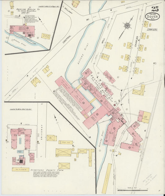 Sanborn Fire Insurance Map from Dover, Strafford County, New Hampshire (1912), Sheet #0025 - Historic Sanborn Fire Insurance Map Print, vintage old map wall art, antique decor, genealogy gift, New Hampshire New Hampshire map
