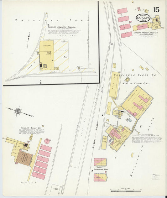 Sanborn Fire Insurance Map from Sapulpa, Creek County, Oklahoma (1915), Sheet #0015 - Historic Sanborn Fire Insurance Map Print, vintage old map wall art, antique decor, genealogy gift, Oklahoma Oklahoma map