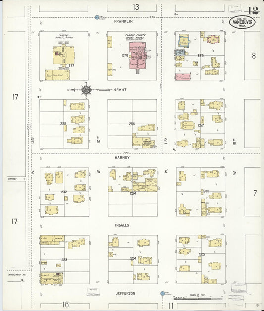 Sanborn Fire Insurance Map from Vancouver, Clark County, Washington (1911), Sheet #0012 - Historic Sanborn Fire Insurance Map Print, vintage old map wall art, antique decor, genealogy gift, Washington Washington map