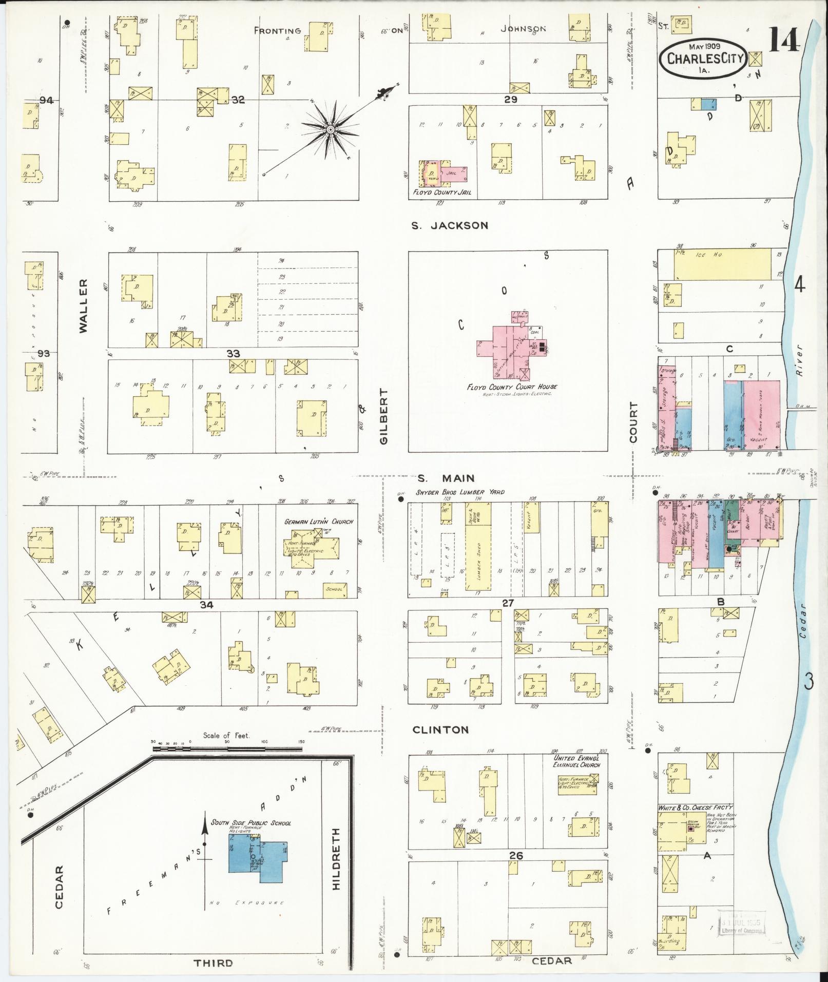 Sanborn Fire Insurance Map from Charles City, Floyd County, Iowa (1909), Sheet #0014 - Historic Sanborn Fire Insurance Map Print