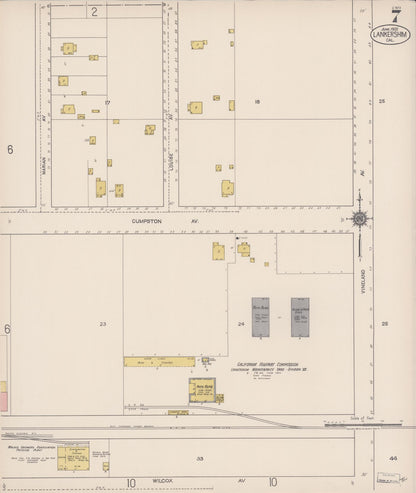 Sanborn Fire Insurance Map from Lankershim, Los Angeles County, California (1922), Sheet #0007 - Historic Sanborn Fire Insurance Map Print, vintage old map wall art, antique decor, genealogy gift, California California map