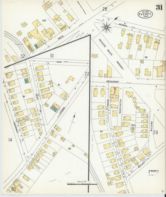 Sanborn Fire Insurance Map from Everett, Middlesex County, Massachusetts (1903), Sheet #0031 - Historic Sanborn Fire Insurance Map Print, vintage old map wall art, antique decor, genealogy gift, Massachusetts Massachusetts map
