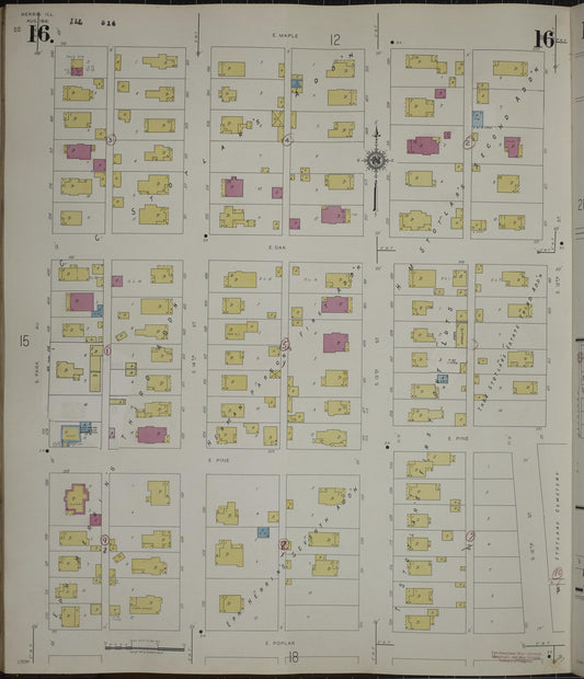 Sanborn Fire Insurance Map from Herrin, Williamson County, Illinois (1947), Sheet #0016 - Historic Sanborn Fire Insurance Map Print, vintage old map wall art, antique decor, genealogy gift, Illinois Illinois map