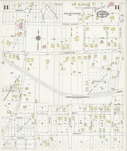 Sanborn Fire Insurance Map from Camden, Ouachita County, Arkansas (1924), Sheet #0011 - Complete Map Set gallery image, historic Sanborn map, vintage wall art, Arkansas Arkansas