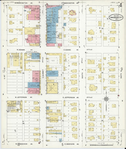 Sanborn Fire Insurance Map from Arkansas City, Cowley County, Kansas (1912), Sheet #0004 - Complete Map Set gallery image, historic Sanborn map, vintage wall art, Arkansas Arkansas