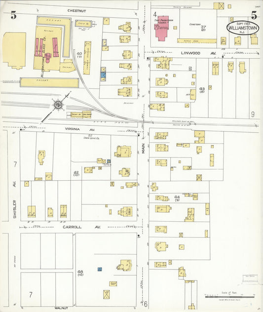 Sanborn Fire Insurance Map from Williamstown, Gloucester County, New Jersey (1923), Sheet #0005 - Historic Sanborn Fire Insurance Map Print, vintage old map wall art, antique decor, genealogy gift, New Jersey New Jersey map