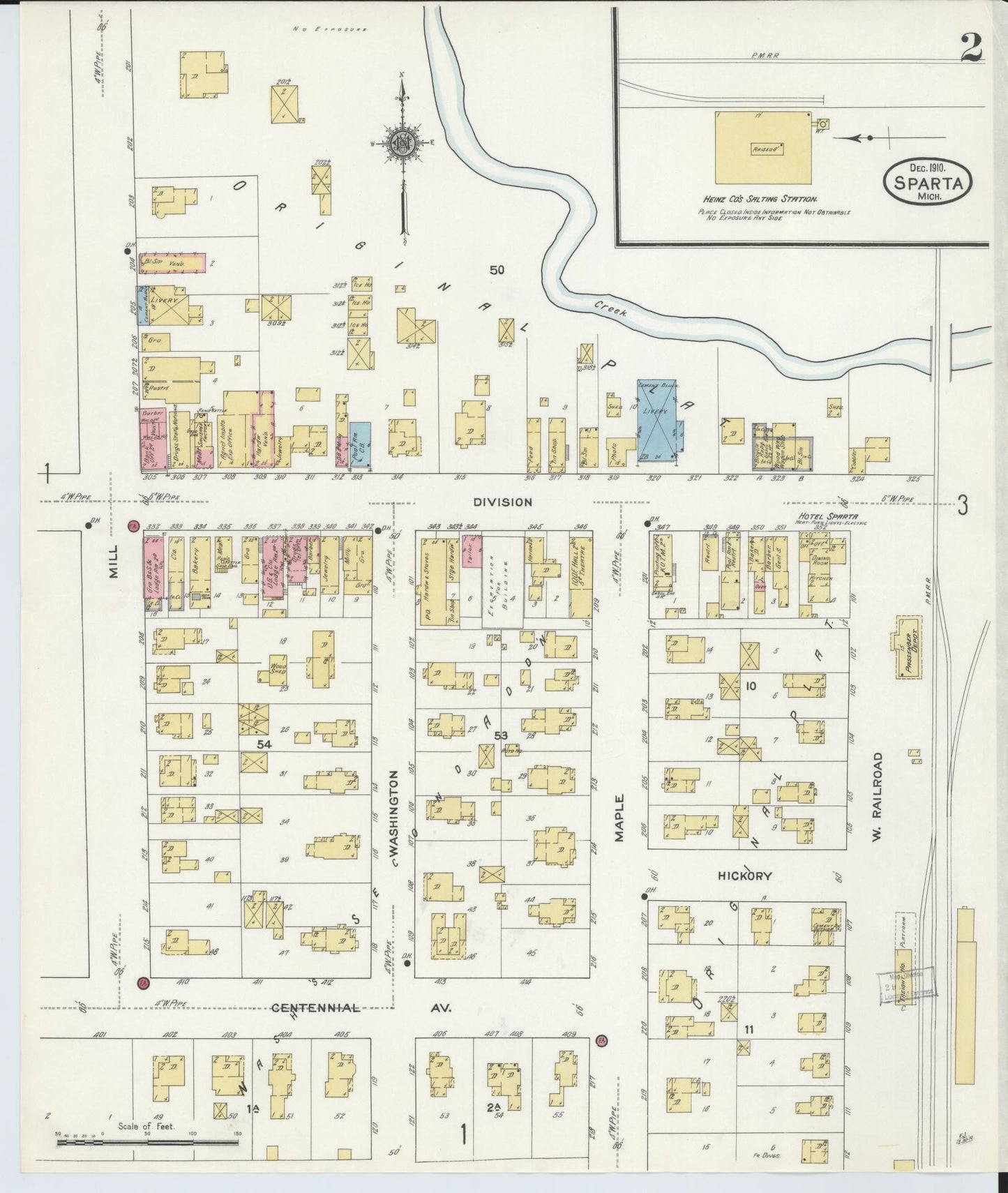 Sanborn Fire Insurance Map from Sparta, Kent County, Michigan (1910), Sheet #0002 - Historic Sanborn Fire Insurance Map Print, vintage old map wall art, antique decor, genealogy gift, Michigan Michigan map