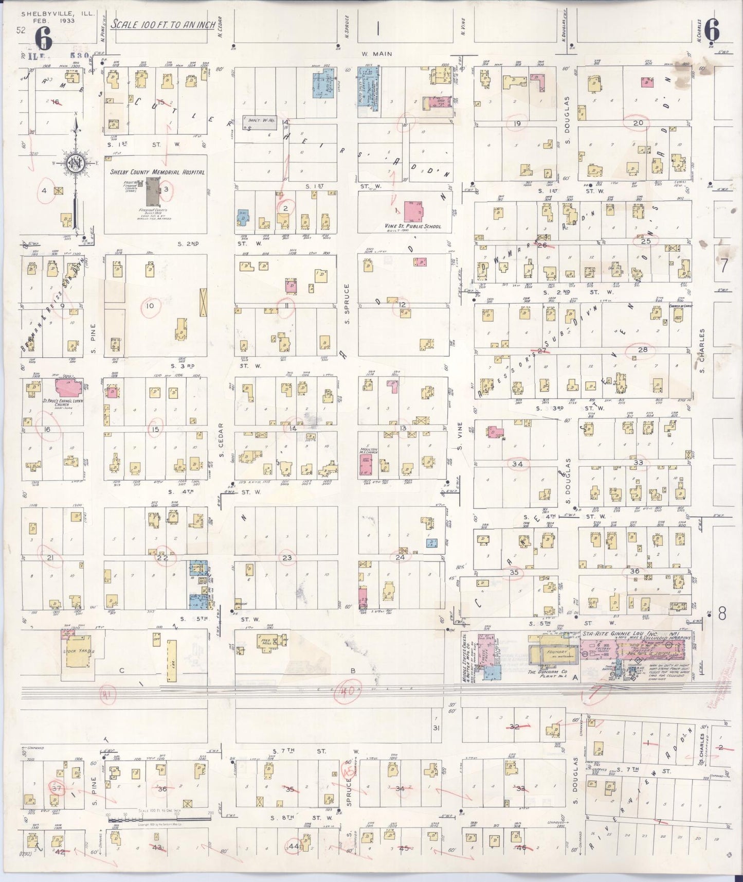 Sanborn Fire Insurance Map from Shelbyville, Shelby County, Illinois (1941), Sheet #0006 - Complete Map Set gallery image, historic Sanborn map, vintage wall art, Illinois Illinois