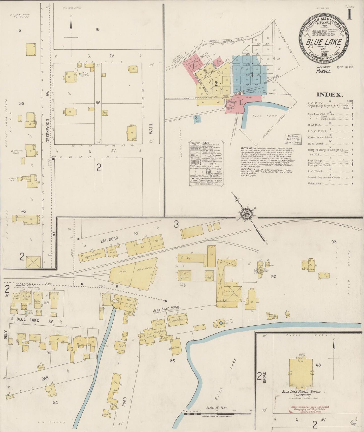 Sanborn Fire Insurance Map from Blue Lake, Humboldt County, California. (1919) – Historic Sanborn Fire Insurance Map Print