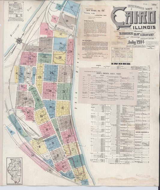 Sanborn Fire Insurance Map from Cairo, Alexander County, Illinois (1949), Sheet #0001 - Historic Sanborn Fire Insurance Map Print, vintage old map wall art, antique decor, genealogy gift, Illinois Illinois map