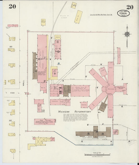 Sanborn Fire Insurance Map from Ionia, Ionia County, Michigan (1924), Sheet #0020 - Historic Sanborn Fire Insurance Map Print, vintage old map wall art, antique decor, genealogy gift, Michigan Michigan map