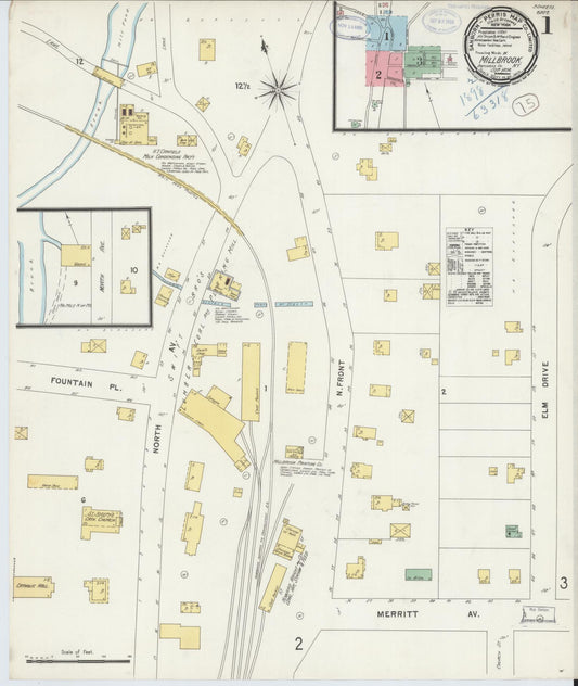 Sanborn Fire Insurance Map from Millbrook, Dutchess County, New York (1898), Sheet #0001 - Historic Sanborn Fire Insurance Map Print, vintage old map wall art, antique decor, genealogy gift, New York New York map