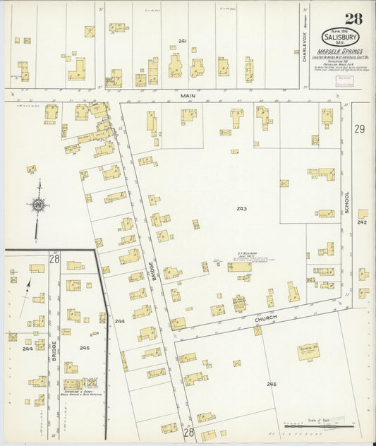 Sanborn Fire Insurance Map from Salisbury, Wicomico County, Maryland (1916), Sheet #0028 - Historic Sanborn Fire Insurance Map Print, vintage old map wall art