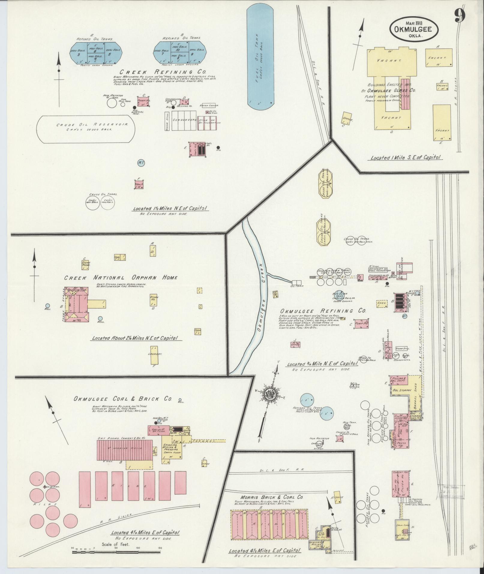 Sanborn Fire Insurance Map from Okmulgee, Okmulgee County, Oklahoma (1911), Sheet #0009 - Complete Map Set gallery image, historic Sanborn map, vintage wall art, Oklahoma Oklahoma