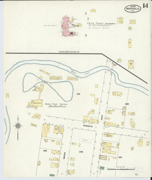 Sanborn Fire Insurance Map from Marysville, Union County, Ohio (1910), Sheet #0014 - Historic Sanborn Fire Insurance Map Print, vintage old map wall art, antique decor, genealogy gift, Ohio Ohio map