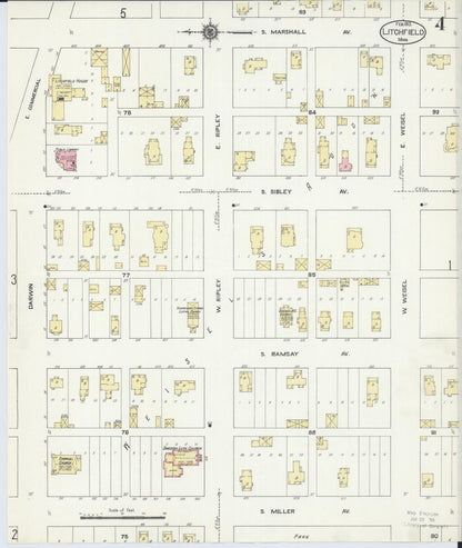 Sanborn Fire Insurance Map from Litchfield, Meeker County, Minnesota (1913), Sheet #0004 - Complete Map Set gallery image, historic Sanborn map, vintage wall art, Minnesota Minnesota