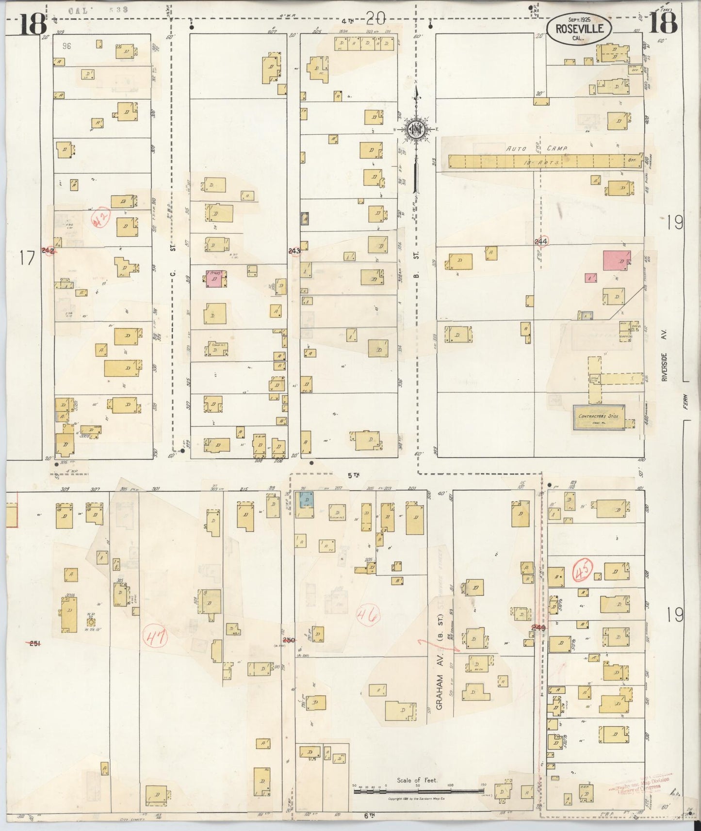Sanborn Fire Insurance Map from Roseville, Placer County, California (1944), Sheet #0018 - Complete Map Set gallery image, historic Sanborn map, vintage wall art, California California