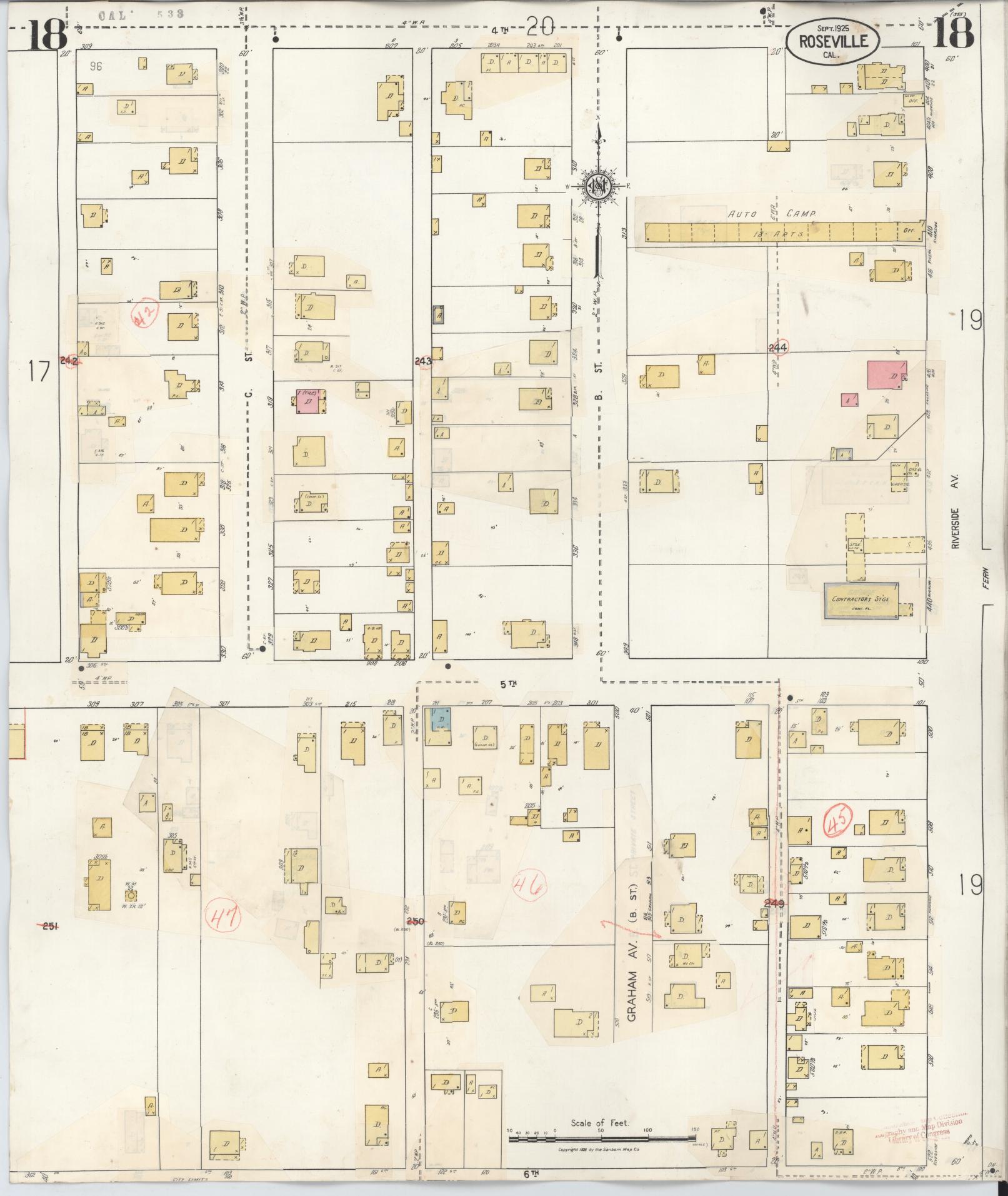 Sanborn Fire Insurance Map from Roseville, Placer County, California (1944), Sheet #0018 - Complete Map Set gallery image, historic Sanborn map, vintage wall art, California California
