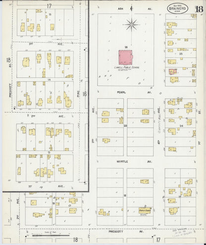 Sanborn Fire Insurance Map from Brainerd, Crow Wing County, Minnesota (1902), Sheet #0018 - Complete Map Set gallery image, historic Sanborn map, vintage wall art, Minnesota Minnesota