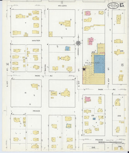 Sanborn Fire Insurance Map from Pekin, Tazewell County, Illinois (1916), Sheet #0015 - Complete Map Set gallery image, historic Sanborn map, vintage wall art, Illinois Illinois