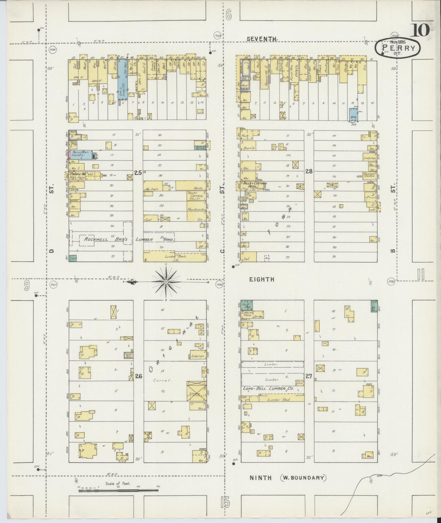Sanborn Fire Insurance Map from Perry, Noble County, Oklahoma (1895), Sheet #0010 - Complete Map Set gallery image, historic Sanborn map, vintage wall art, Oklahoma Oklahoma