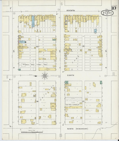 Sanborn Fire Insurance Map from Perry, Noble County, Oklahoma (1895), Sheet #0010 - Complete Map Set gallery image, historic Sanborn map, vintage wall art, Oklahoma Oklahoma