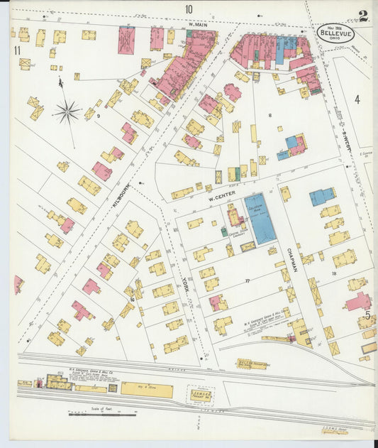 Sanborn Fire Insurance Map from Bellevue, Huron And Sandusky County, Ohio (1906), Sheet #0002 - Historic Sanborn Fire Insurance Map Print, vintage old map wall art, antique decor, genealogy gift, Ohio Ohio map