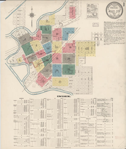 Sanborn Fire Insurance Map from Miles City, Custer County, Montana (1916), Sheet #0001 - Complete Map Set gallery image, historic Sanborn map, vintage wall art, Montana Montana