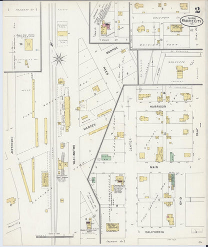 Sanborn Fire Insurance Map from Prairie City, Mcdonough County, Illinois (1898), Sheet #0002 - Complete Map Set gallery image, historic Sanborn map, vintage wall art, Illinois Illinois