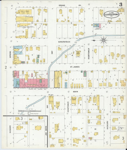 Sanborn Fire Insurance Map from Eldorado Springs, Cedar County, Missouri (1900), Sheet #0003 - Complete Map Set gallery image, historic Sanborn map, vintage wall art, Missouri Missouri