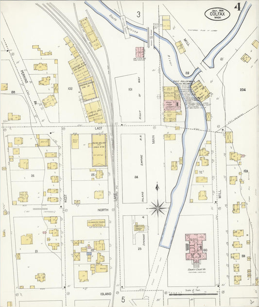Sanborn Fire Insurance Map from Colfax, Whitman County, Washington (1908), Sheet #0004 - Historic Sanborn Fire Insurance Map Print, vintage old map wall art, antique decor, genealogy gift, Washington Washington map