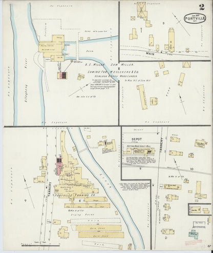 Sanborn Fire Insurance Map from Portville, Cattaraugus County, New York (1897), Sheet #0002 - Complete Map Set gallery image, historic Sanborn map, vintage wall art, New York New York