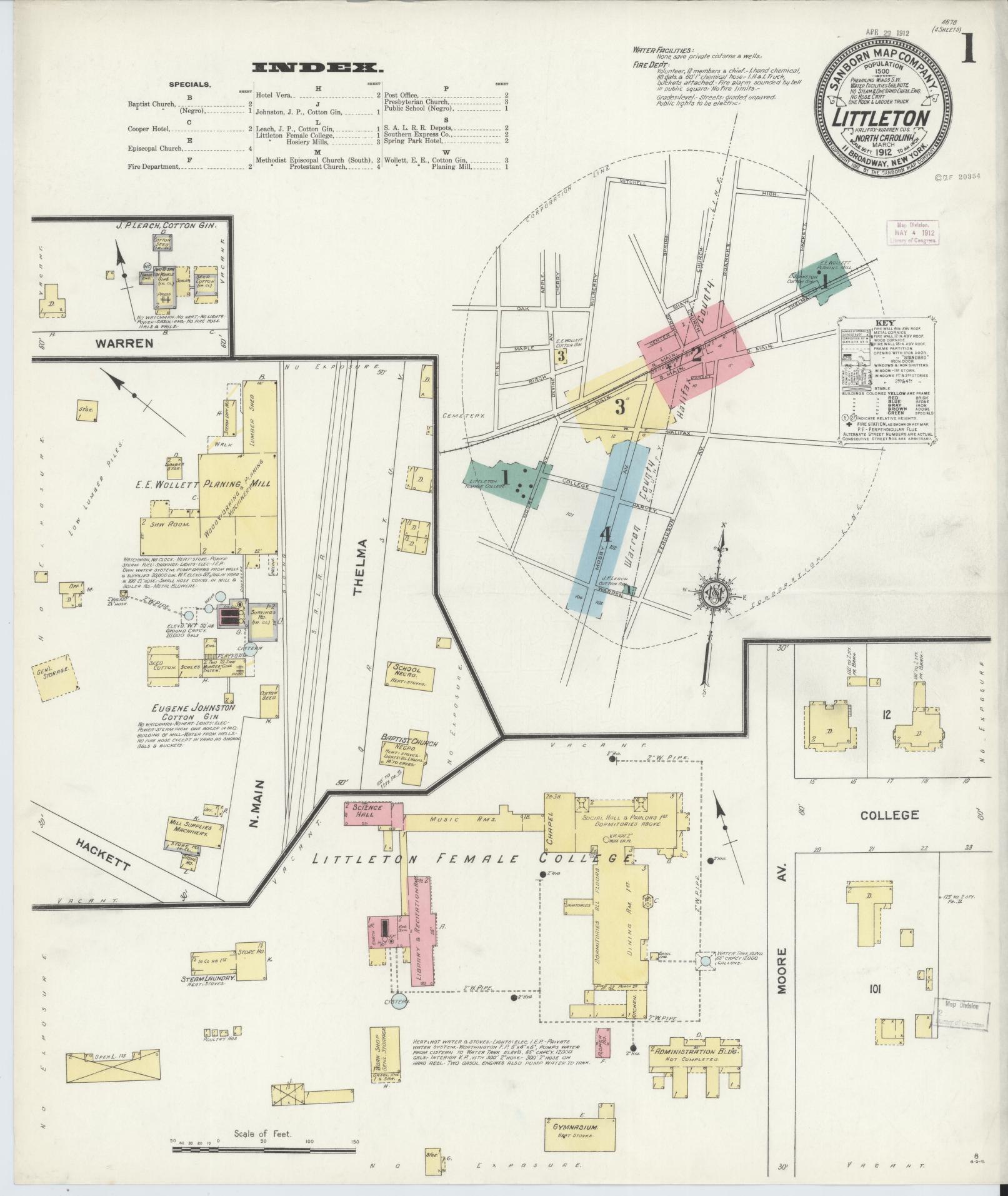 Sanborn Fire Insurance Map from Littleton, Halifax And Warren County, North Carolina. (1912) – Historic Sanborn Fire Insurance Map Print