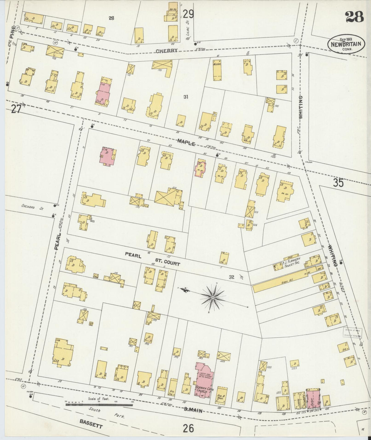 Sanborn Fire Insurance Map from New Britain, Hartford County, Connecticut (1901), Sheet #0028 - Complete Map Set gallery image, historic Sanborn map, vintage wall art, Connecticut Connecticut