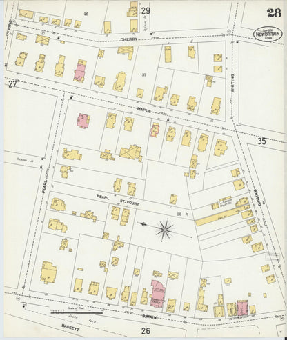 Sanborn Fire Insurance Map from New Britain, Hartford County, Connecticut (1901), Sheet #0028 - Complete Map Set gallery image, historic Sanborn map, vintage wall art, Connecticut Connecticut