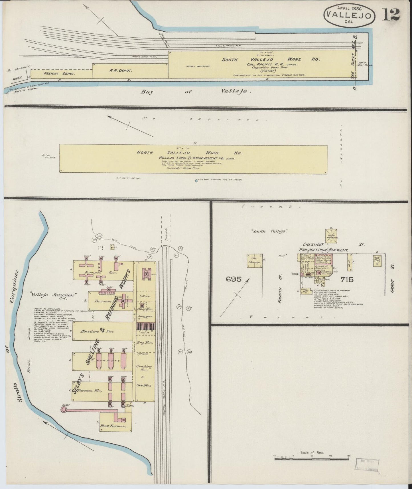 Sanborn Fire Insurance Map from Vallejo, Solano County, California (1886), Sheet #0012 - Complete Map Set gallery image, historic Sanborn map, vintage wall art, California California