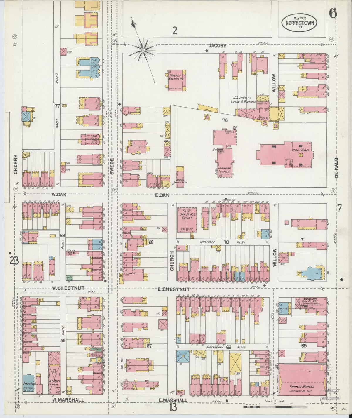 Sanborn Fire Insurance Map from Norristown, Montgomery County, Pennsylvania (1902), Sheet #0006 - Complete Map Set gallery image, historic Sanborn map, vintage wall art, Pennsylvania Pennsylvania