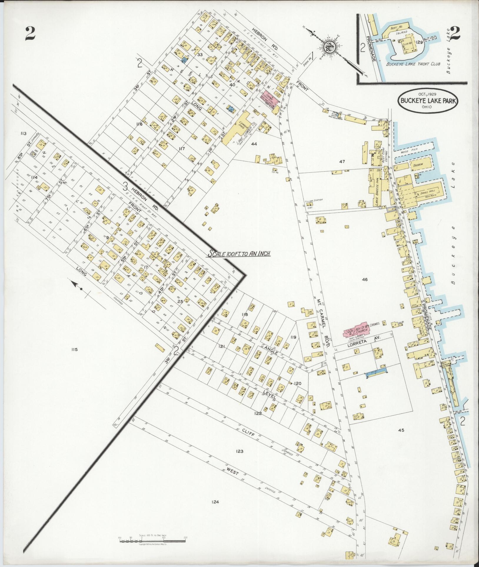 Sanborn Fire Insurance Map from Buckeye Lake, Licking County, Ohio (1929), Sheet #0002 - Complete Map Set gallery image, historic Sanborn map, vintage wall art, Ohio Ohio