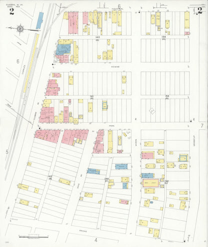 Sanborn Fire Insurance Map from Dunbar, Kanawha County, West Virginia (1933), Sheet #0002 - Complete Map Set gallery image, historic Sanborn map, vintage wall art, West Virginia West Virginia