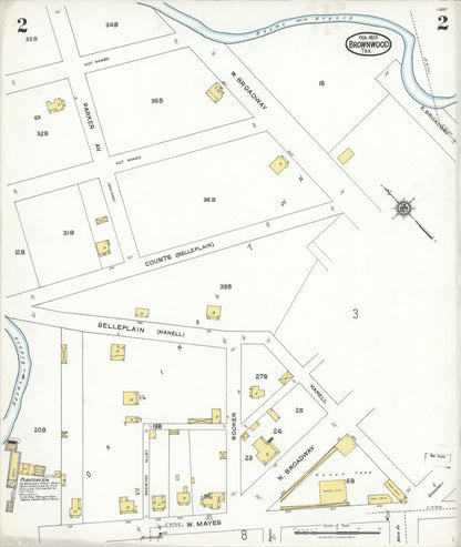 Sanborn Fire Insurance Map from Brownwood, Brown County, Texas (1923), Sheet #0002 - Complete Map Set gallery image, historic Sanborn map, vintage wall art, Texas Texas
