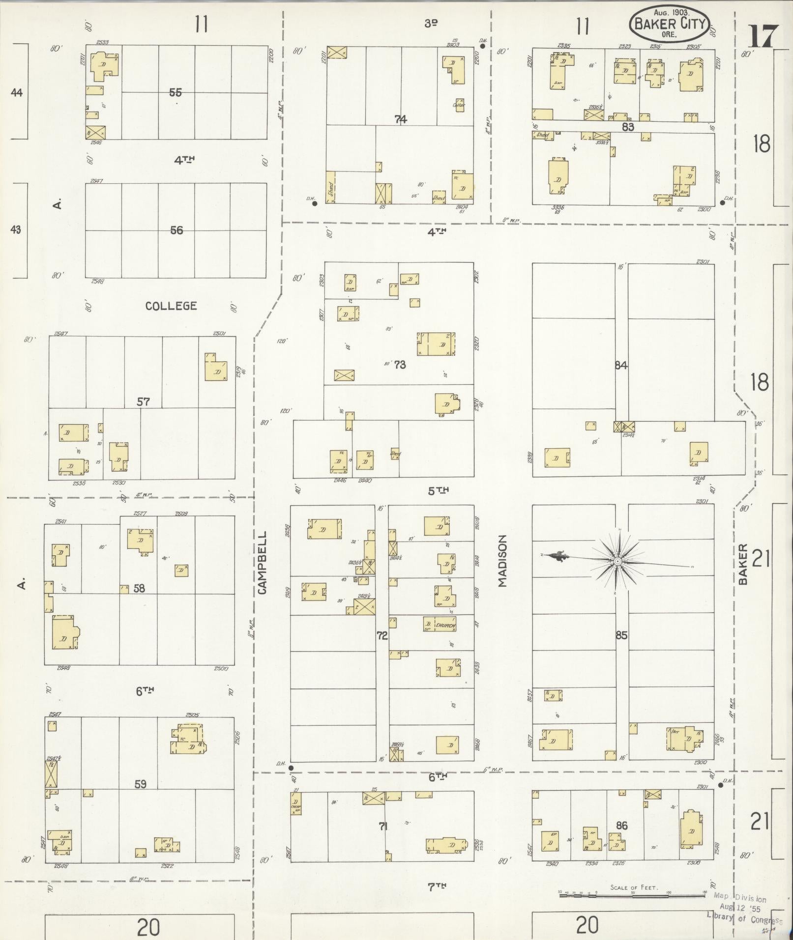 Sanborn Fire Insurance Map from Baker, Baker County, Oregon (1903), Sheet #0017 - Complete Map Set gallery image, historic Sanborn map, vintage wall art, Oregon Oregon