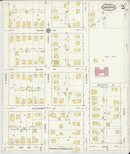 Sanborn Fire Insurance Map from Christopher, Franklin County, Illinois (1916), Sheet #0002 - Historic Sanborn Fire Insurance Map Print, vintage old map wall art, antique decor, genealogy gift, Illinois Illinois map