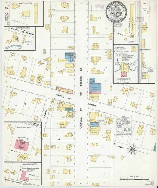 Sanborn Fire Insurance Map from Orland, Steuben County, Indiana (1909), Sheet #0001 - Historic Sanborn Fire Insurance Map Print, vintage old map wall art, antique decor, genealogy gift, Indiana Indiana map