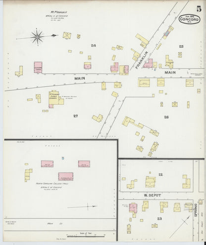 Sanborn Fire Insurance Map from Concord, Cabarrus County, North Carolina (1892), Sheet #0005 - Complete Map Set gallery image, historic Sanborn map, vintage wall art, North Carolina North Carolina