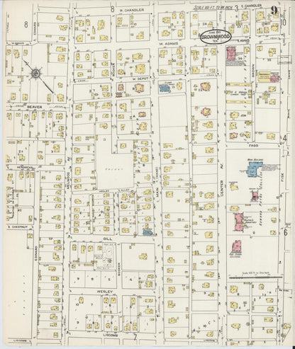 Sanborn Fire Insurance Map from Brownwood, Brown County, Texas (1915), Sheet #0009 - Complete Map Set gallery image, historic Sanborn map, vintage wall art, Texas Texas