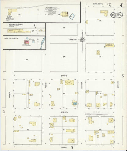 Sanborn Fire Insurance Map from Henrietta, Clay County, Texas (1912), Sheet #0004 - Complete Map Set gallery image, historic Sanborn map, vintage wall art, Texas Texas