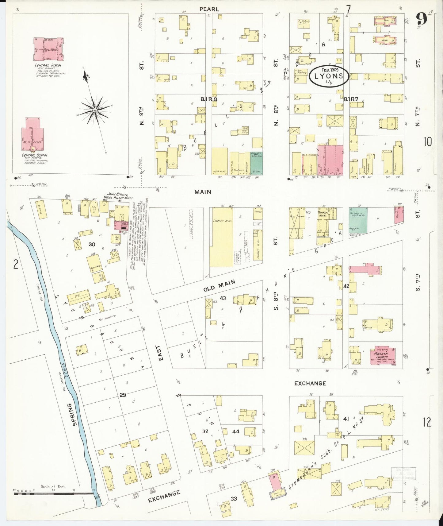 Sanborn Fire Insurance Map from Lyons, Clinton County, Iowa (1909), Sheet #0009 - Historic Sanborn Fire Insurance Map Print